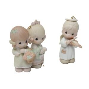 Precious Moments Friendship & Faith Christmas Pair 1988 & 1989 Retired Ornaments